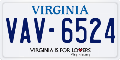 VA license plate VAV6524