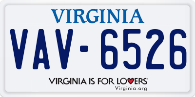VA license plate VAV6526