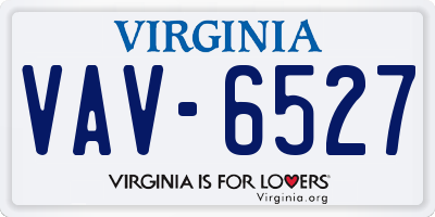 VA license plate VAV6527
