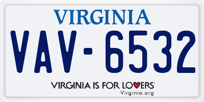 VA license plate VAV6532