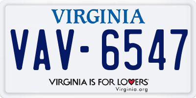 VA license plate VAV6547