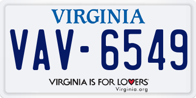 VA license plate VAV6549