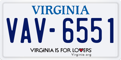 VA license plate VAV6551
