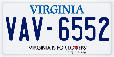 VA license plate VAV6552