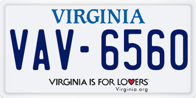 VA license plate VAV6560