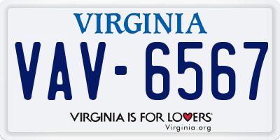 VA license plate VAV6567