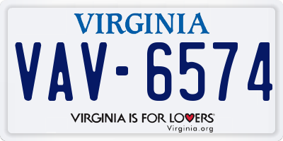 VA license plate VAV6574