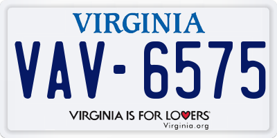 VA license plate VAV6575