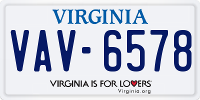 VA license plate VAV6578