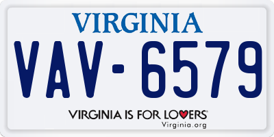 VA license plate VAV6579