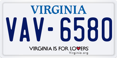 VA license plate VAV6580