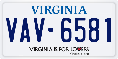 VA license plate VAV6581
