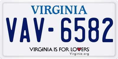 VA license plate VAV6582