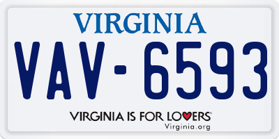 VA license plate VAV6593