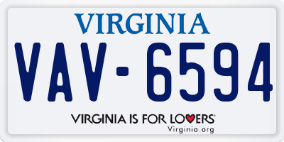 VA license plate VAV6594