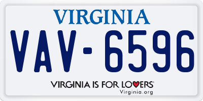 VA license plate VAV6596