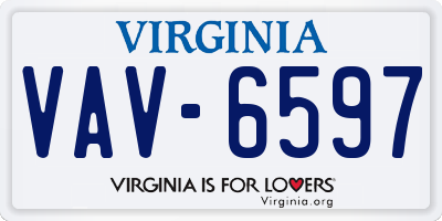 VA license plate VAV6597