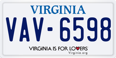 VA license plate VAV6598