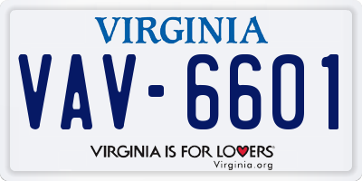 VA license plate VAV6601