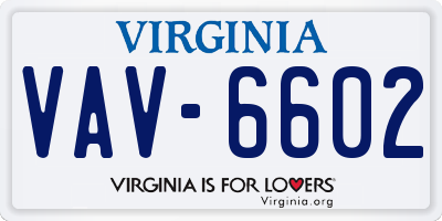 VA license plate VAV6602