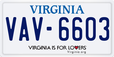 VA license plate VAV6603