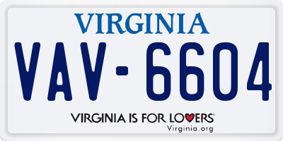 VA license plate VAV6604
