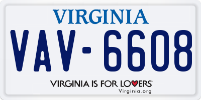 VA license plate VAV6608