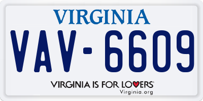 VA license plate VAV6609