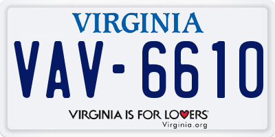 VA license plate VAV6610