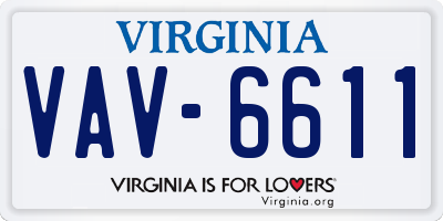 VA license plate VAV6611