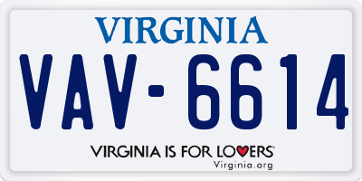 VA license plate VAV6614