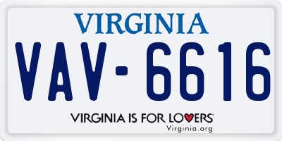 VA license plate VAV6616