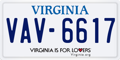 VA license plate VAV6617