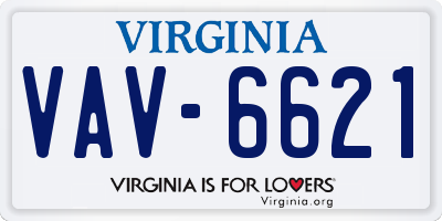 VA license plate VAV6621