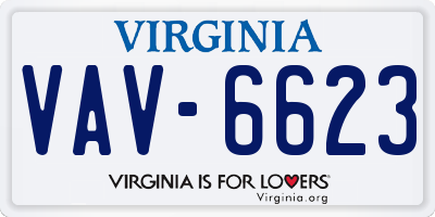 VA license plate VAV6623