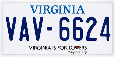 VA license plate VAV6624