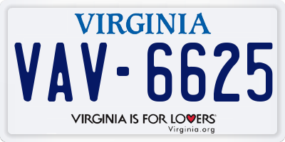 VA license plate VAV6625