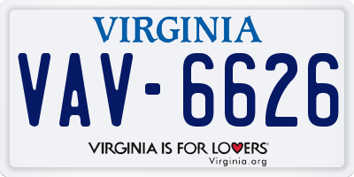 VA license plate VAV6626