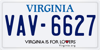 VA license plate VAV6627