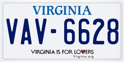 VA license plate VAV6628