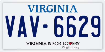 VA license plate VAV6629