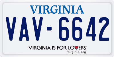 VA license plate VAV6642