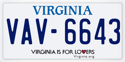 VA license plate VAV6643
