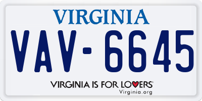 VA license plate VAV6645