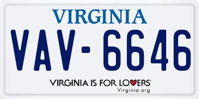 VA license plate VAV6646