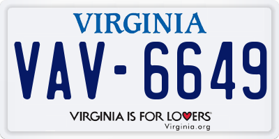 VA license plate VAV6649