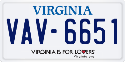 VA license plate VAV6651