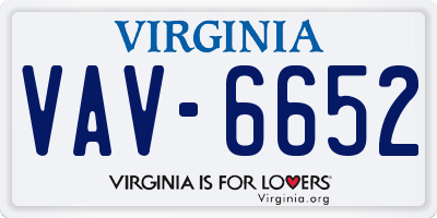 VA license plate VAV6652