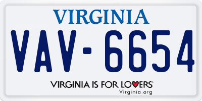 VA license plate VAV6654