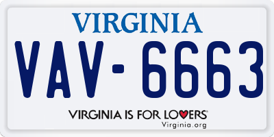 VA license plate VAV6663